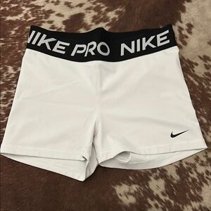 Nike White and Black Athletic Shorts Performance Fit